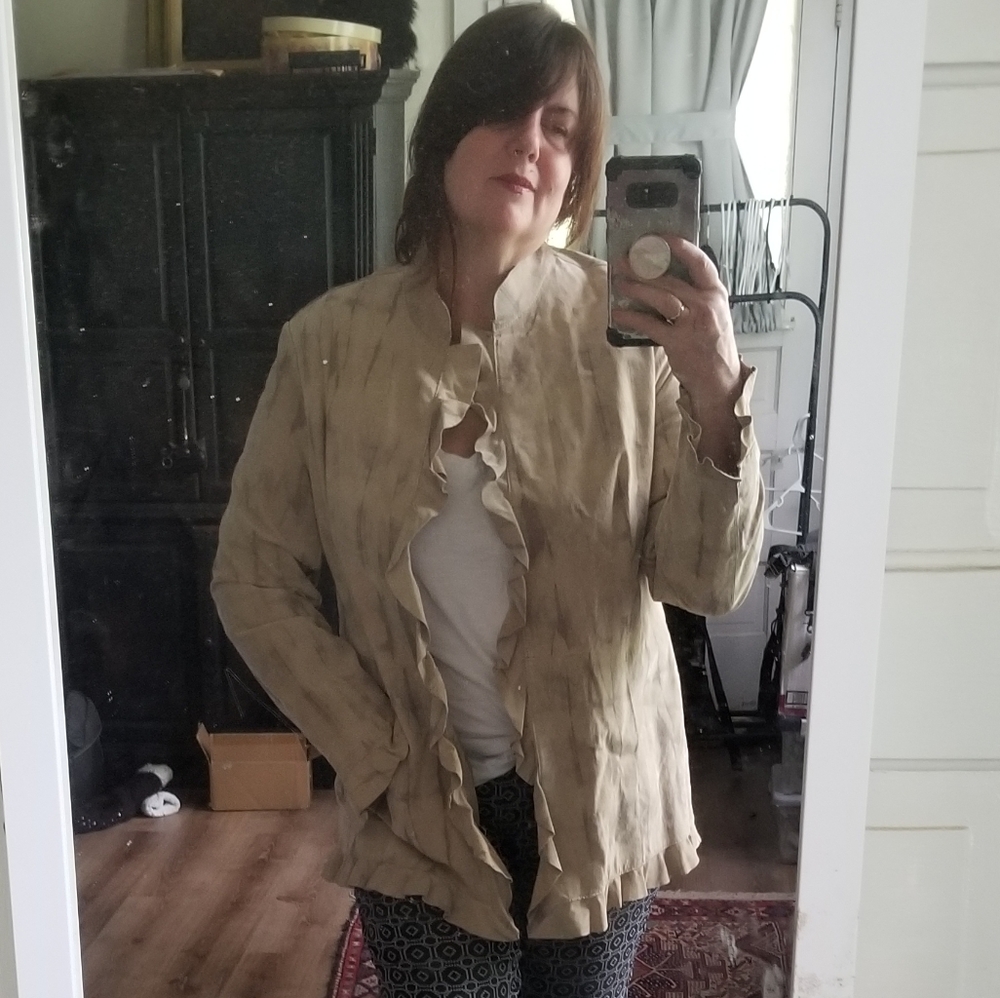Chi by Falchi, XL size Boho distressed, stone-wash-style 100% suede jacket